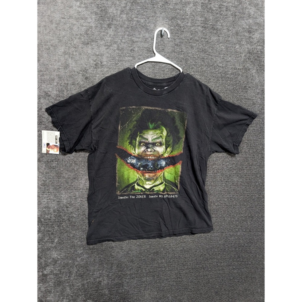 DC Comics Batman Arkham Asylum The Joker Inmate Graphic T-Shirt Black Mens Large